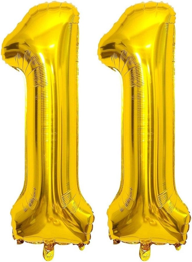 FI - FLICK IN 2Pcs 11 number Gold Foil Balloon 16 Inch For Birthday Decoration Items 11th Year Balloons, Eleven (Pack of 2)